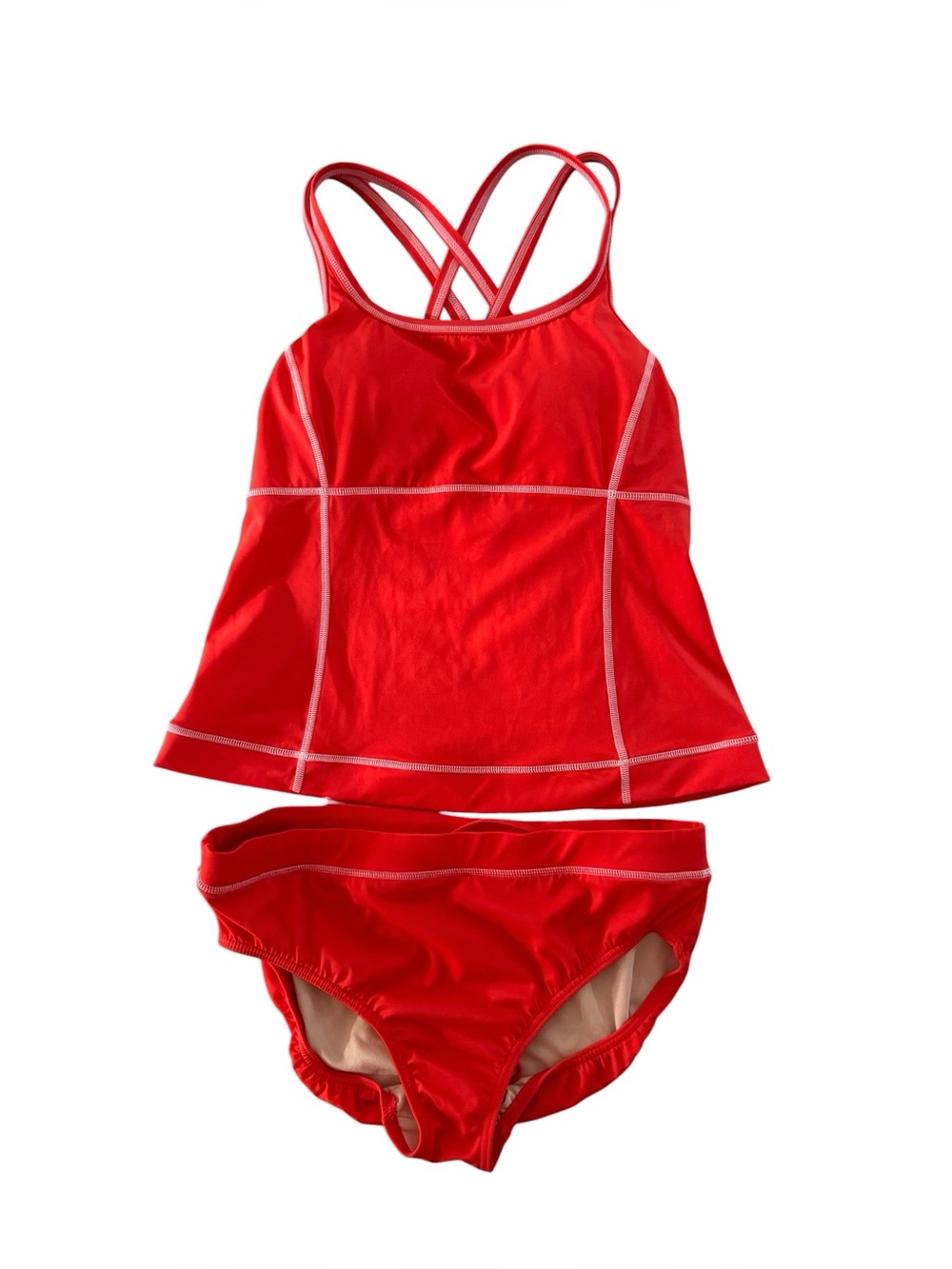 Land’s End Two Piece Red Racerback Tankini Swimsuit M